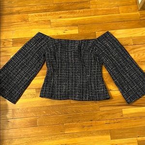 NWT Zara Tweed Off the Shoulder Blouse